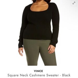Vince Black Square Neck Cashmere Sweater